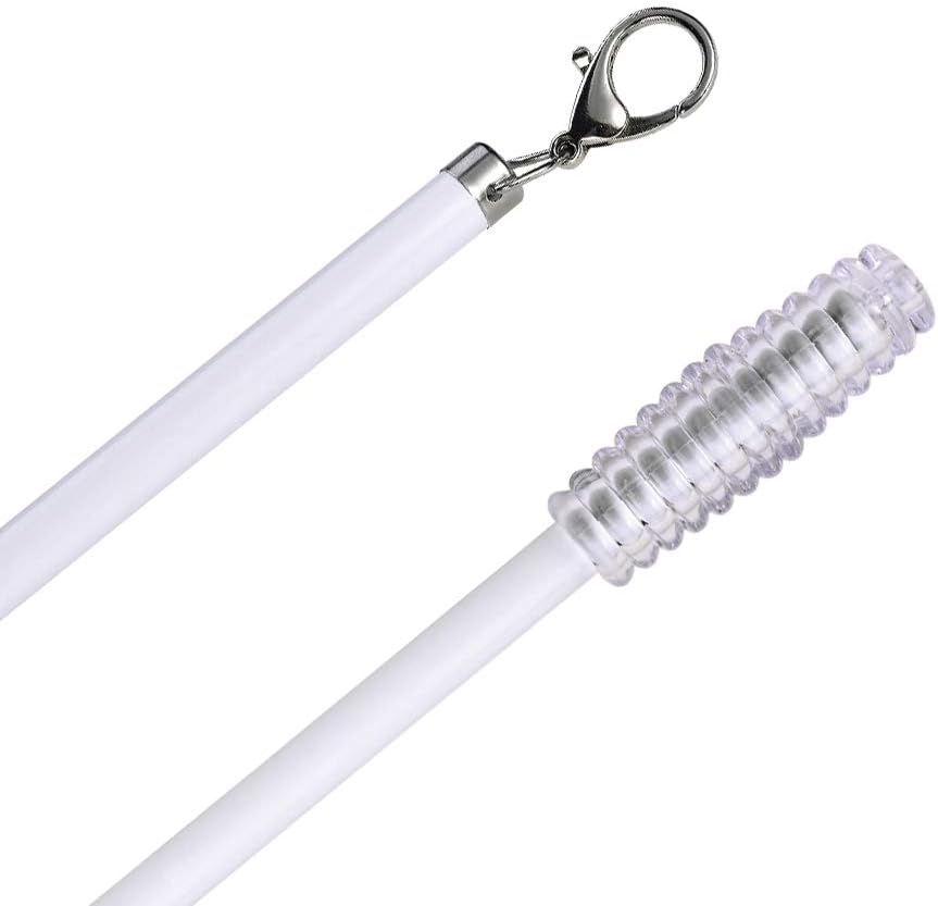 2 Pack White Curtain Pull Rod with Metal Snap Push Wand for Drapery and Grommet Curtains 1/2 Inch Wide (Aluminum-white, 40 Inch)
