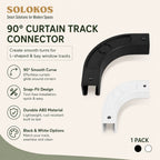 SOLOKOS 90 Degree Curtain Track Connectors – Corner Elbow Joint for Smooth Rail Turns – Black or White (Black) SOLOKOS Curtain Space