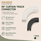 SOLOKOS 90 Degree Curtain Track Connectors – Corner Elbow Joint for Smooth Rail Turns – Black or White (Black) SOLOKOS Curtain Space