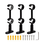 SOLOKOS 3 Pack Double Curtain Rod Brackets for Traverse Curtain Rod,Black Heavy-duty dual rod holders fit compatible 1 in and 1-1/8 in traverse rods for layered curtains,with up to 44 lb support SOLOKOS