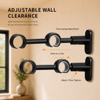 SOLOKOS 3 Pack Double Curtain Rod Brackets for Traverse Curtain Rod,Black Heavy-duty dual rod holders fit compatible 1 in and 1-1/8 in traverse rods for layered curtains,with up to 44 lb support SOLOKOS