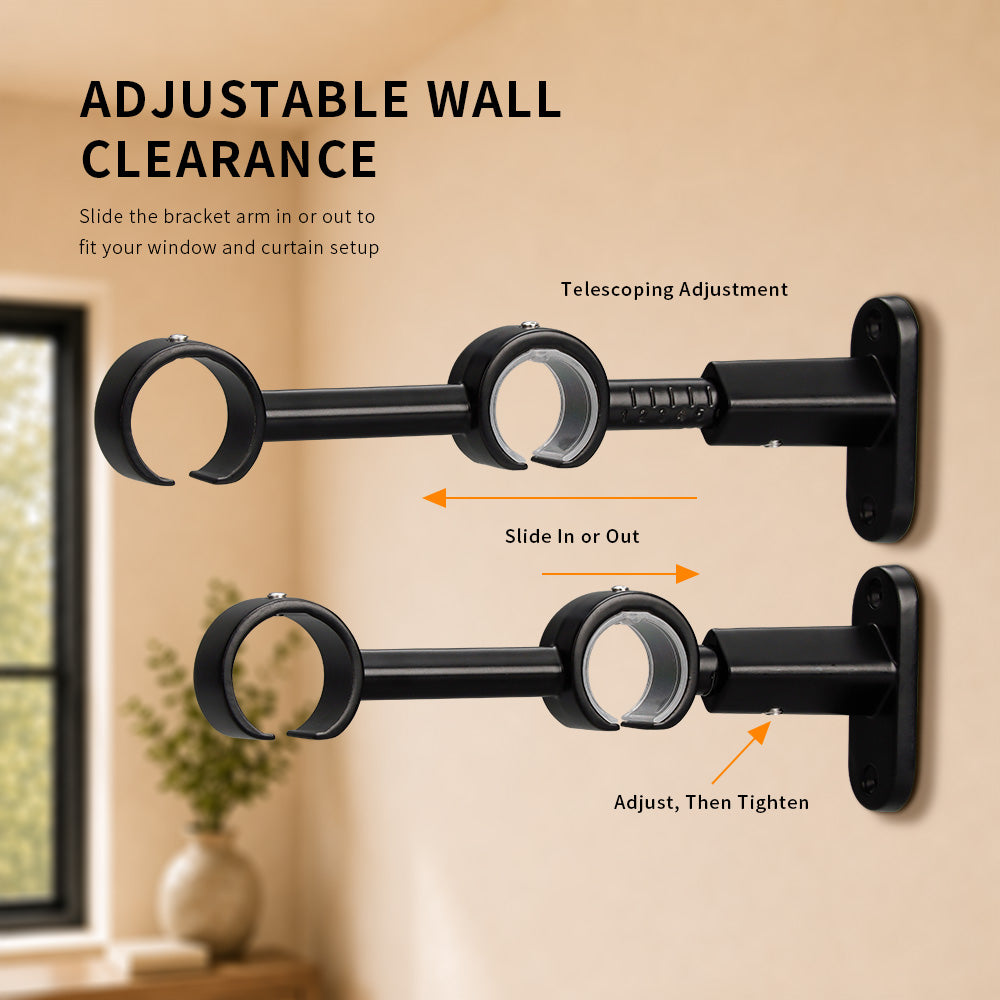 SOLOKOS 3 Pack Double Curtain Rod Brackets for Traverse Curtain Rod,Black Heavy-duty dual rod holders fit compatible 1 in and 1-1/8 in traverse rods for layered curtains,with up to 44 lb support SOLOKOS