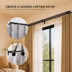 SOLOKOS 3 Pack Double Curtain Rod Brackets for Traverse Curtain Rod,Black Heavy-duty dual rod holders fit compatible 1 in and 1-1/8 in traverse rods for layered curtains,with up to 44 lb support SOLOKOS