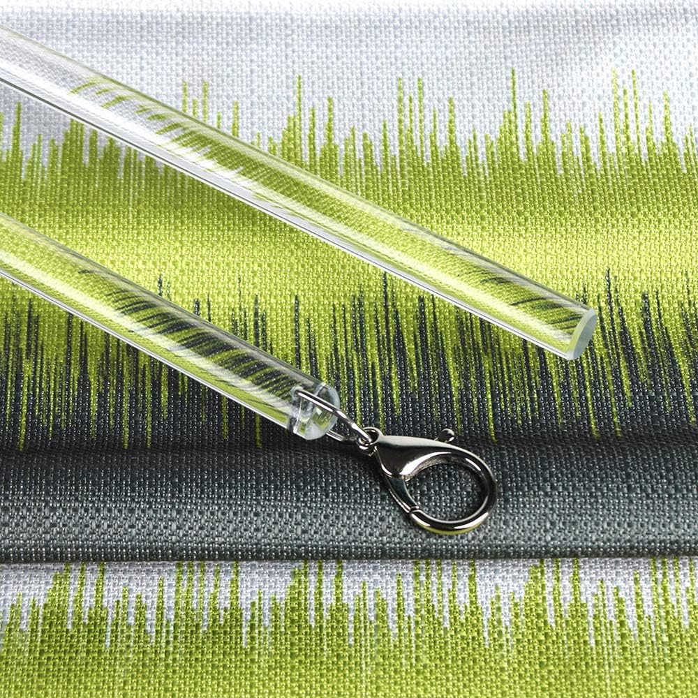 2 Pack Curtain Pull Rod with Metal Snap Invisible Clear Curtain Push Wand for Drapery and Grommet Curtains 1/2 Inch Wide (Acrylic, 40 Inch)