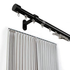 SOLOKOS Telescoping Curtain Rod – Adjustable Curtain Pole Track for Wall Mount, Heavy-Duty Aluminum, Extendable Length, No-Drill Installation (BLACK) SOLOKOS Curtain Space