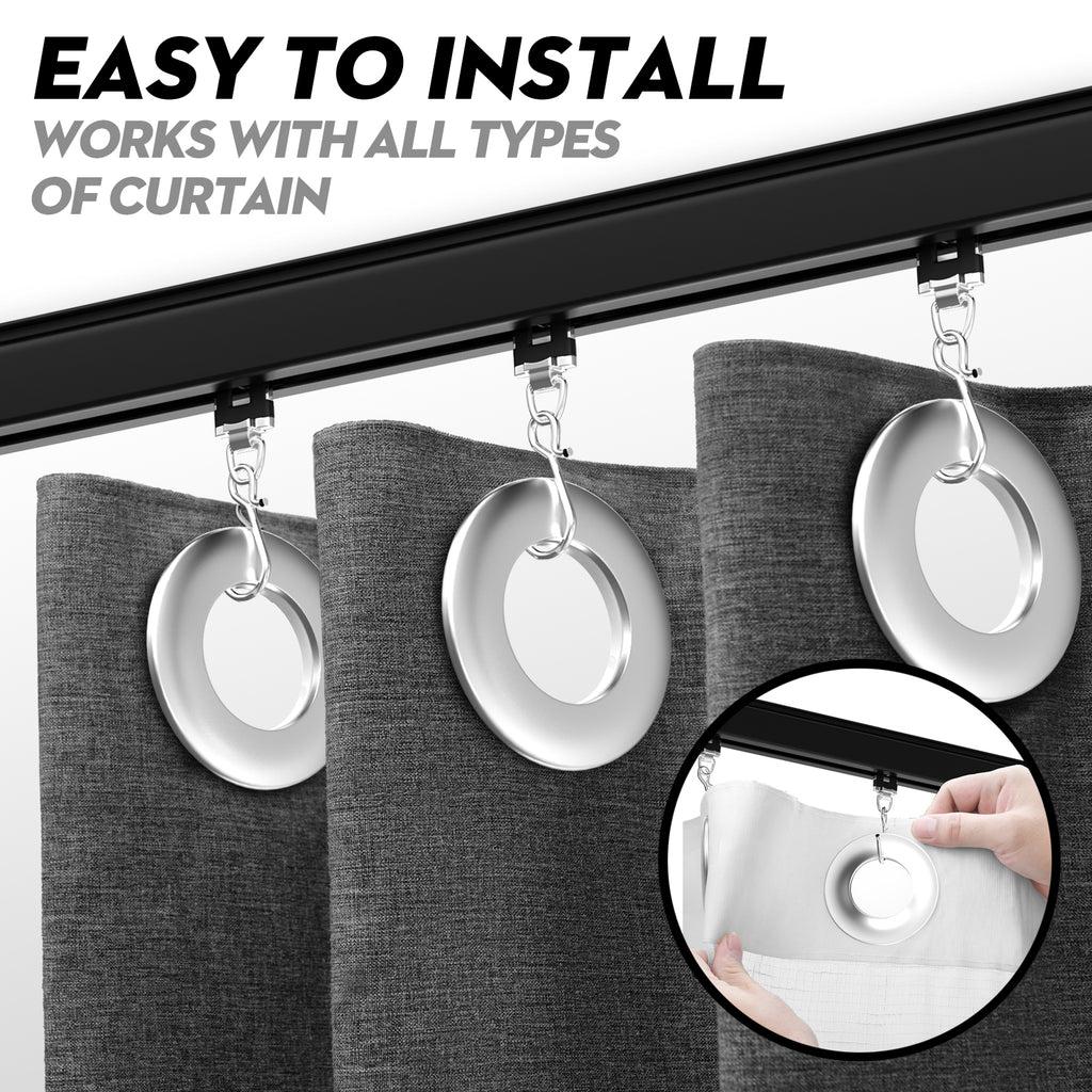 Room divider Ceiling Track set for Curtains with hooks, Corner Connectors(Set of 2) and top brackets Curtain Rail System（BLACK)