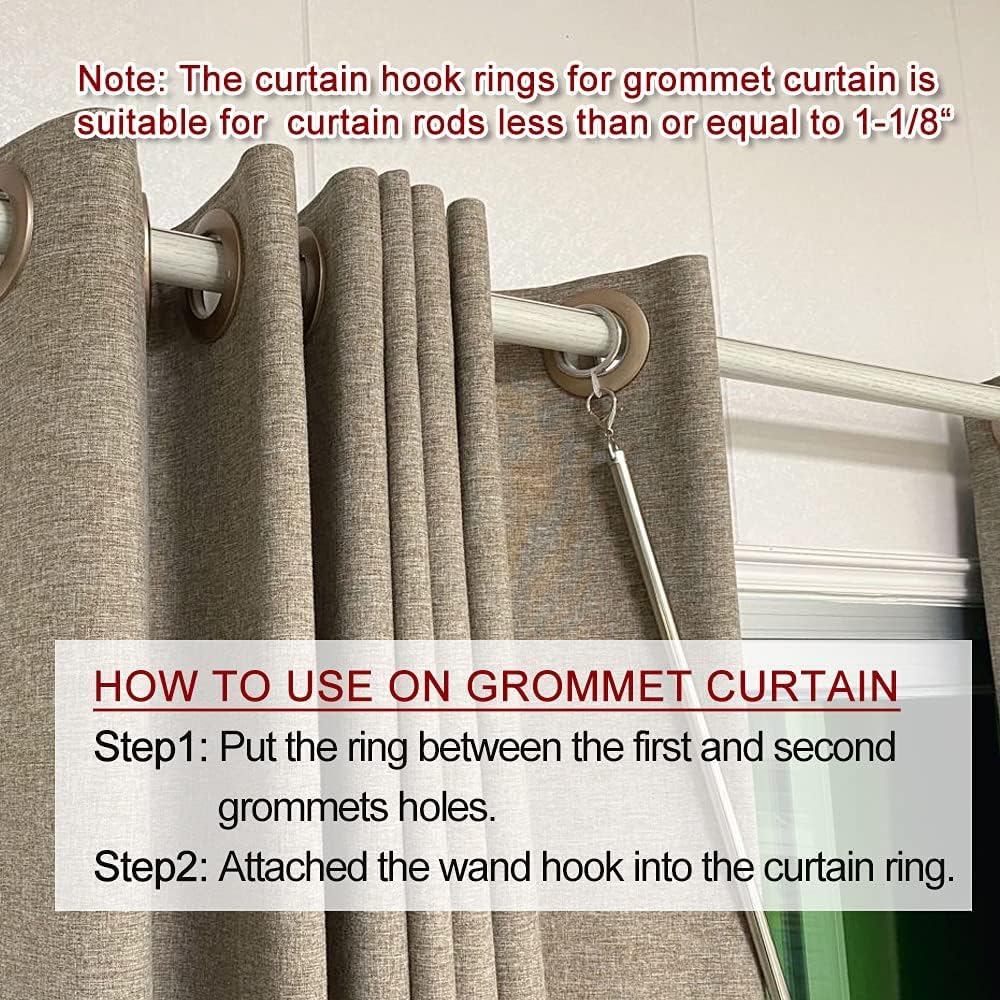 2 Pack White Curtain Pull Rod with Metal Snap Push Wand for Drapery and Grommet Curtains 1/2 Inch Wide (Aluminum-white, 40 Inch)