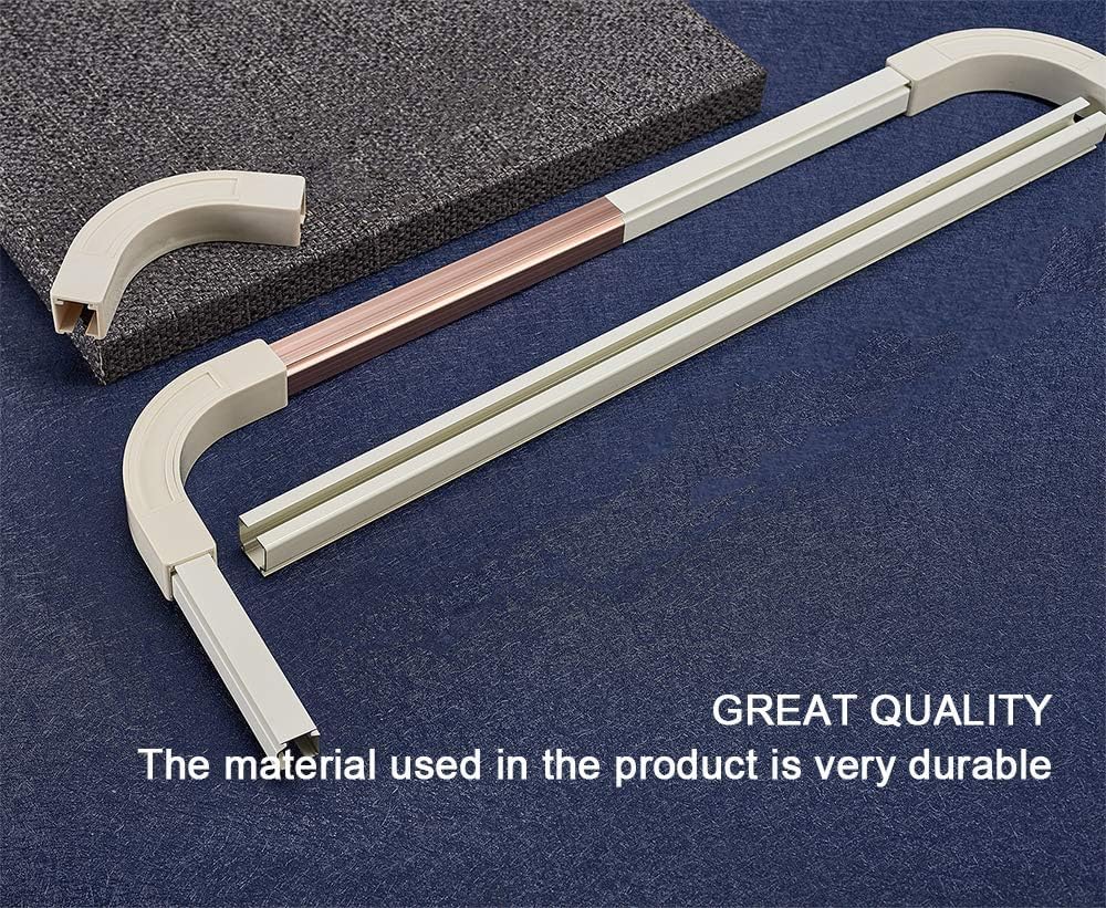 Room divider Ceiling Track set for Curtains with hooks, Corner Connectors(Set of 2) and top brackets Curtain Rail System（WHITE))