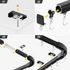 Room divider Ceiling Track set for Curtains with hooks, Corner Connectors(Set of 2) and top brackets Curtain Rail System（BLACK) SOLOKOS Curtain Space