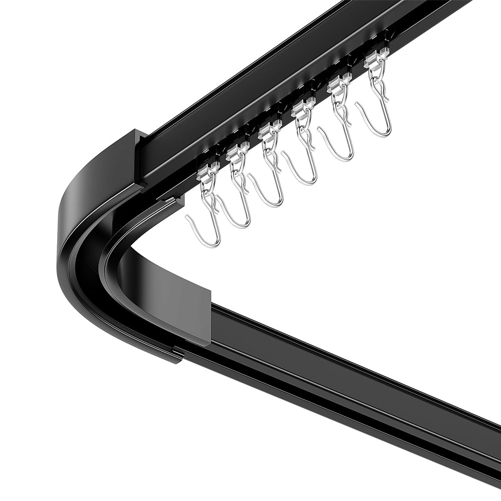 SOLOKOS 90 Degree Curtain Track Connectors – Corner Elbow Joint for Smooth Rail Turns – Black or White (Black)
