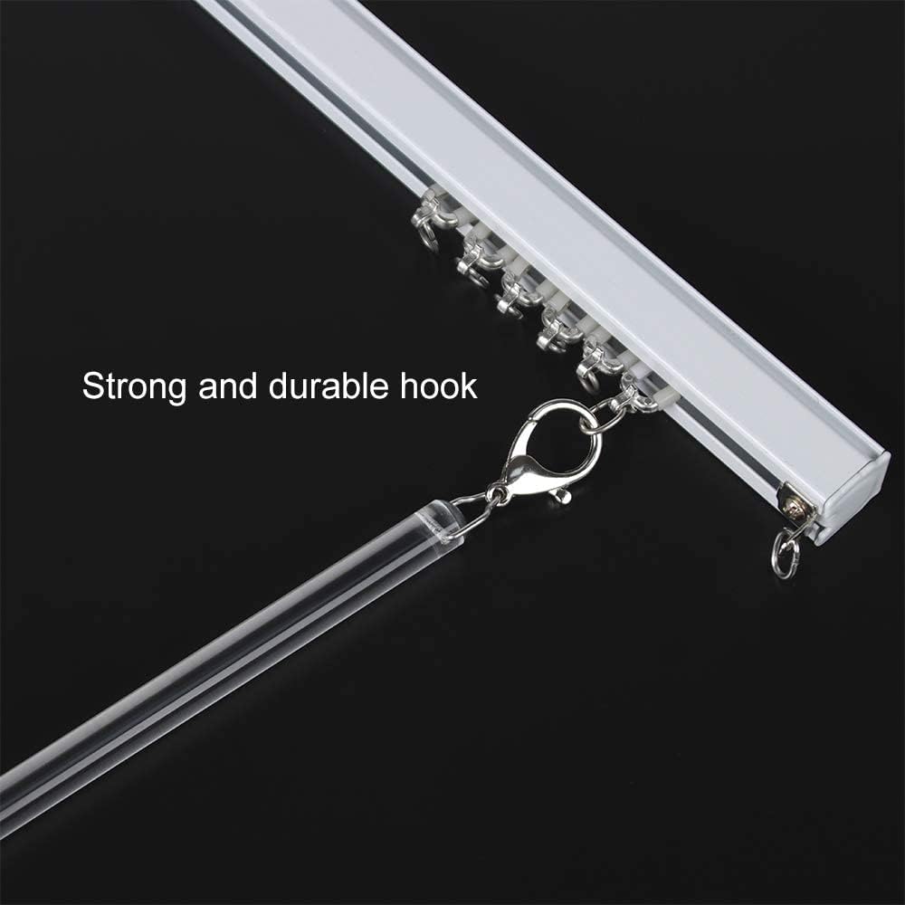 2 Pack White Curtain Pull Rod with Metal Snap Push Wand for Drapery and Grommet Curtains 1/2 Inch Wide (Aluminum-white, 40 Inch)