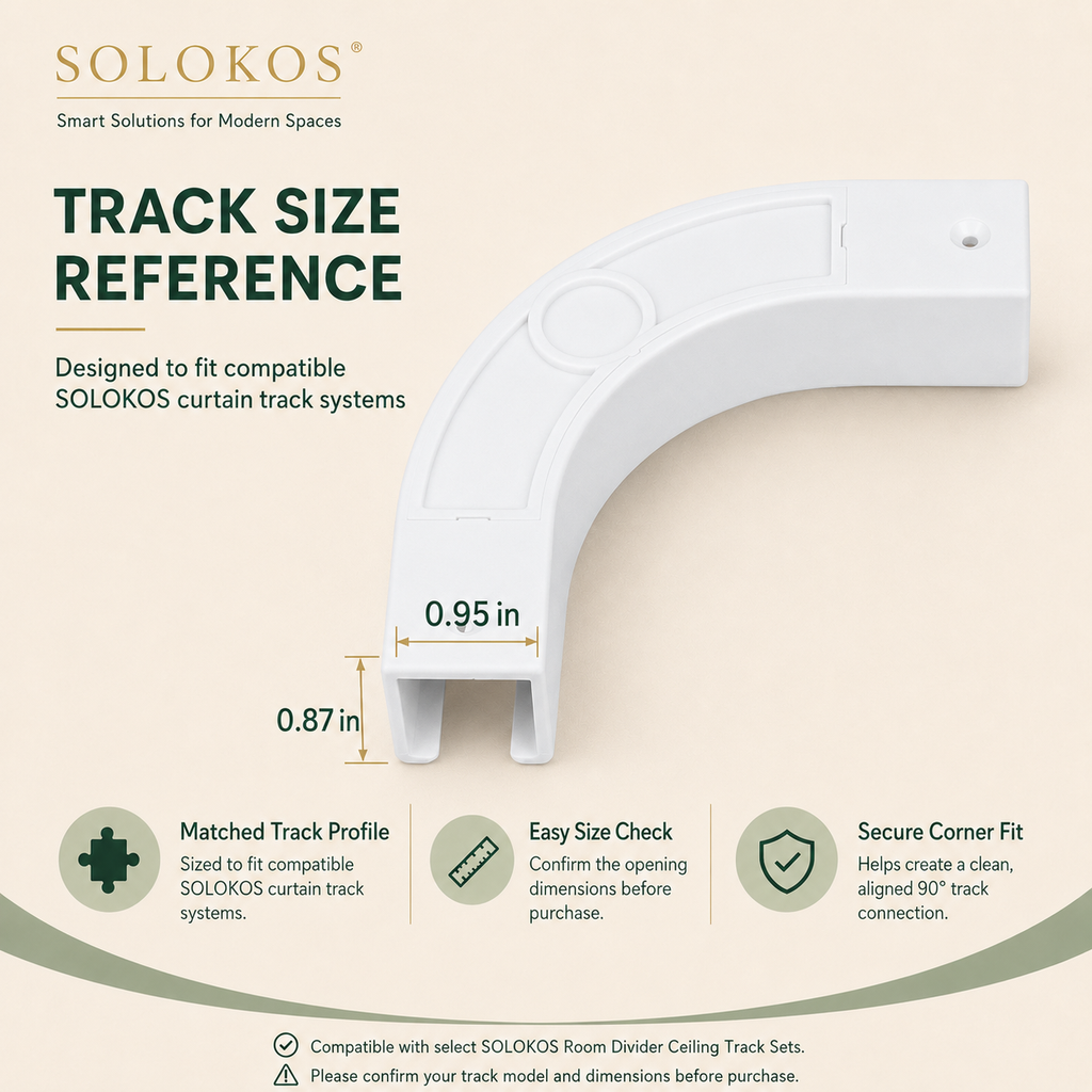 SOLOKOS 90 Degree Curtain Track Connectors – Corner Elbow Joint for Smooth Rail Turns – Black or White (Black) SOLOKOS Curtain Space