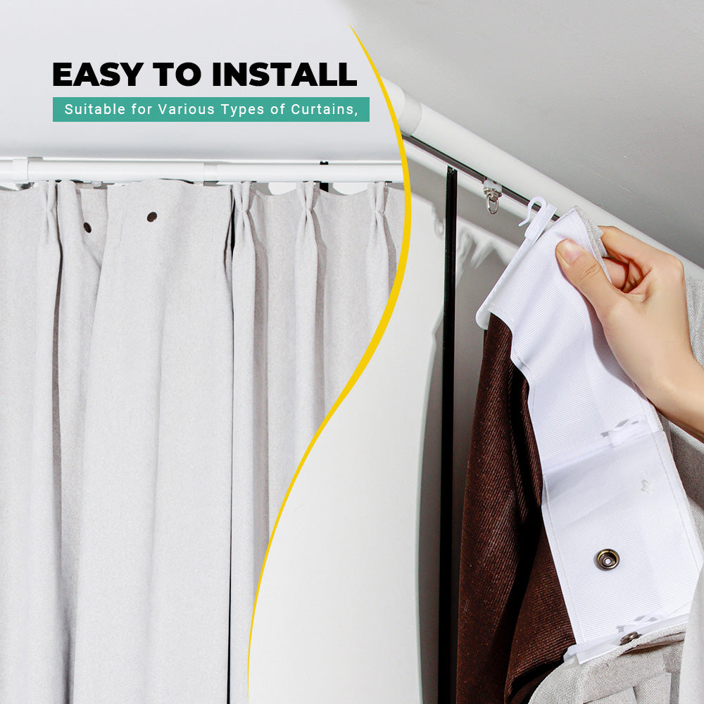 SOLOKOS Telescoping Curtain Rod – Adjustable Curtain Pole Track for Wall Mount, Heavy-Duty Aluminum, Extendable Length, No-Drill Installation(WHITE)