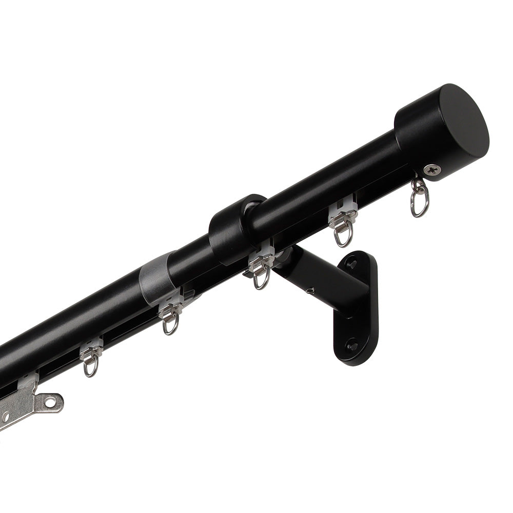 SOLOKOS Telescoping Curtain Rod – Adjustable Curtain Pole Track for Wall Mount, Heavy-Duty Aluminum, Extendable Length, No-Drill Installation(WHITE)