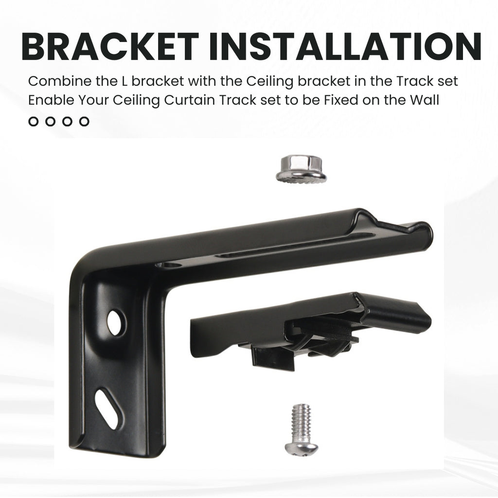 6-Pack Multipurpose Wall Mounted Curtain Bracket Thickened Metal and Super Strong Load-Bearing Capacity (Black)