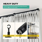 SOLOKOS Telescoping Curtain Rod – Adjustable Curtain Pole Track for Wall Mount, Heavy-Duty Aluminum, Extendable Length, No-Drill Installation (BLACK) SOLOKOS Curtain Space