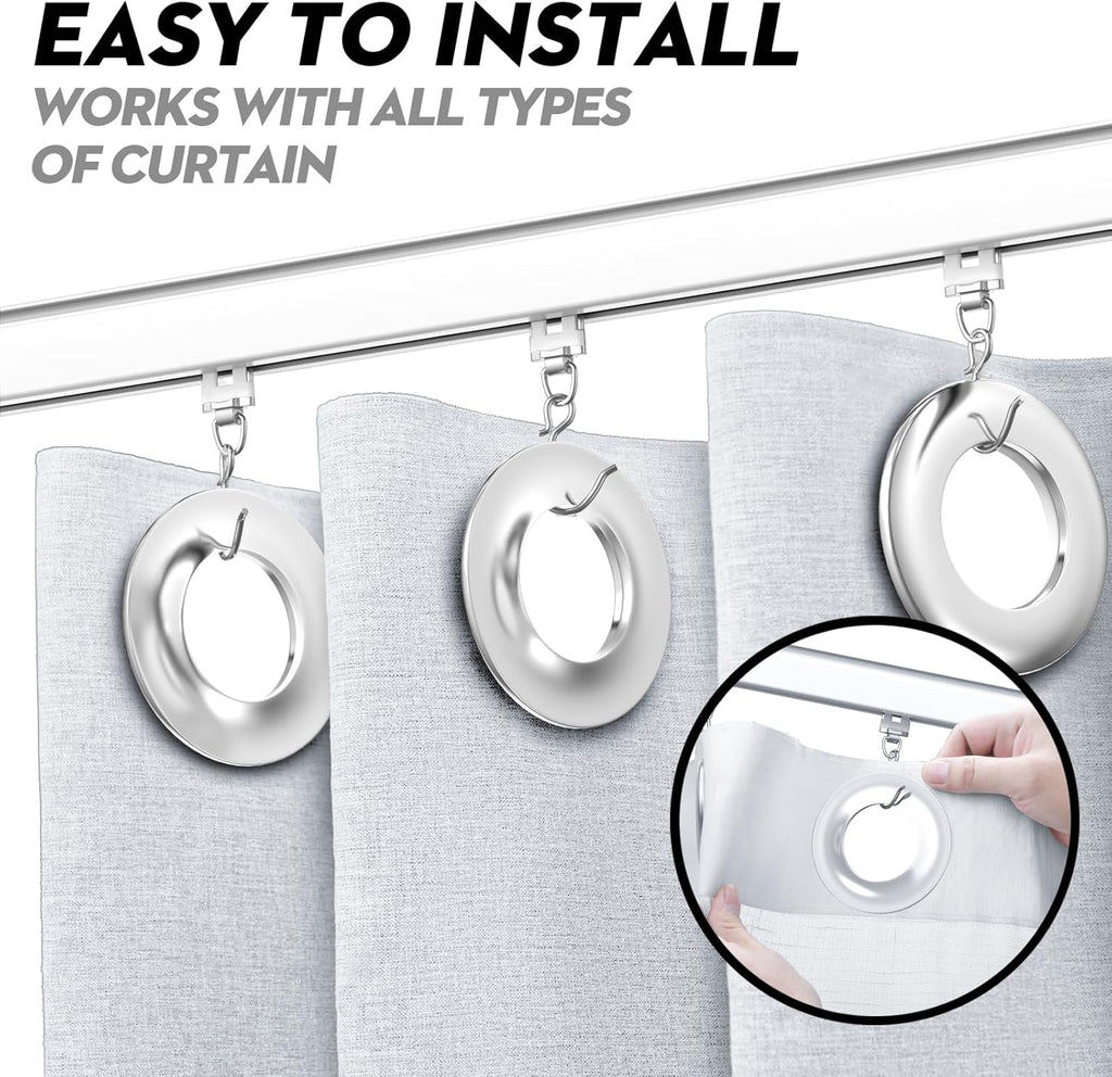 Room divider Ceiling Track set for Curtains with hooks, Corner Connectors(Set of 2) and top brackets Curtain Rail System（WHITE))