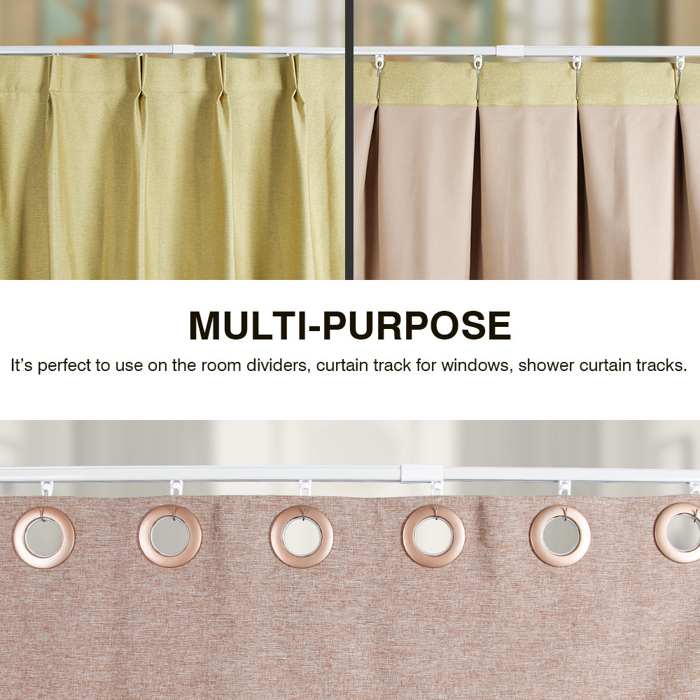 SOLOKOS Telescopic Ceiling Mount Curtain Track System 33 to 59/51 to 94 inch Adjustable Room Divider Track Set (33-59")/(51-94") White