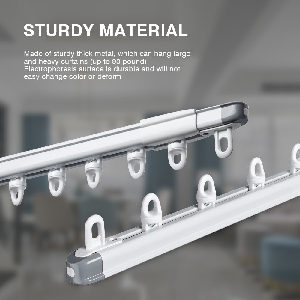 SOLOKOS Telescopic Ceiling Mount Curtain Track System 33 to 59/51 to 94 inch Adjustable Room Divider Track Set (33-59")/(51-94") White