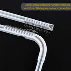 Room divider Ceiling Track set for Curtains with hooks, Corner Connectors(Set of 2) and top brackets Curtain Rail System（WHITE)) SOLOKOS Curtain Space