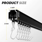 Room divider Ceiling Track set for Curtains with hooks, Corner Connectors(Set of 2) and top brackets Curtain Rail System（BLACK) SOLOKOS Curtain Space