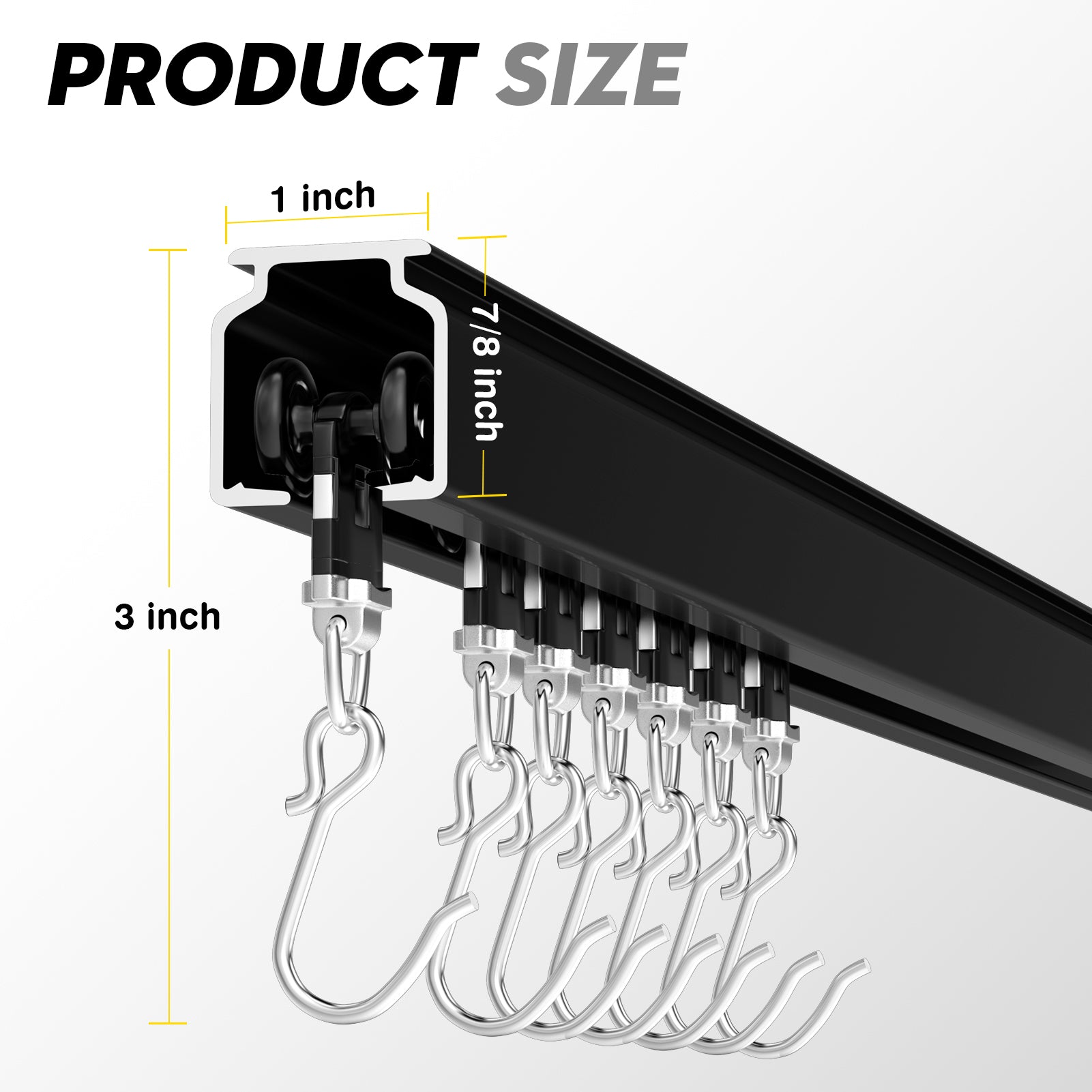 Room divider Ceiling Track set for Curtains with hooks, Corner Connectors(Set of 2) and top brackets Curtain Rail System（BLACK)