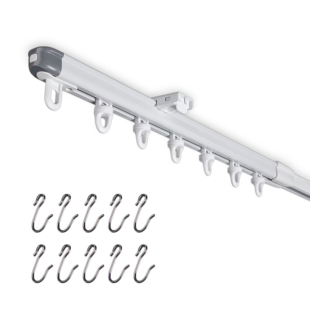 SOLOKOS Telescopic Ceiling Mount Curtain Track System 33 to 59/51 to 94 inch Adjustable Room Divider Track Set (33-59")/(51-94") White