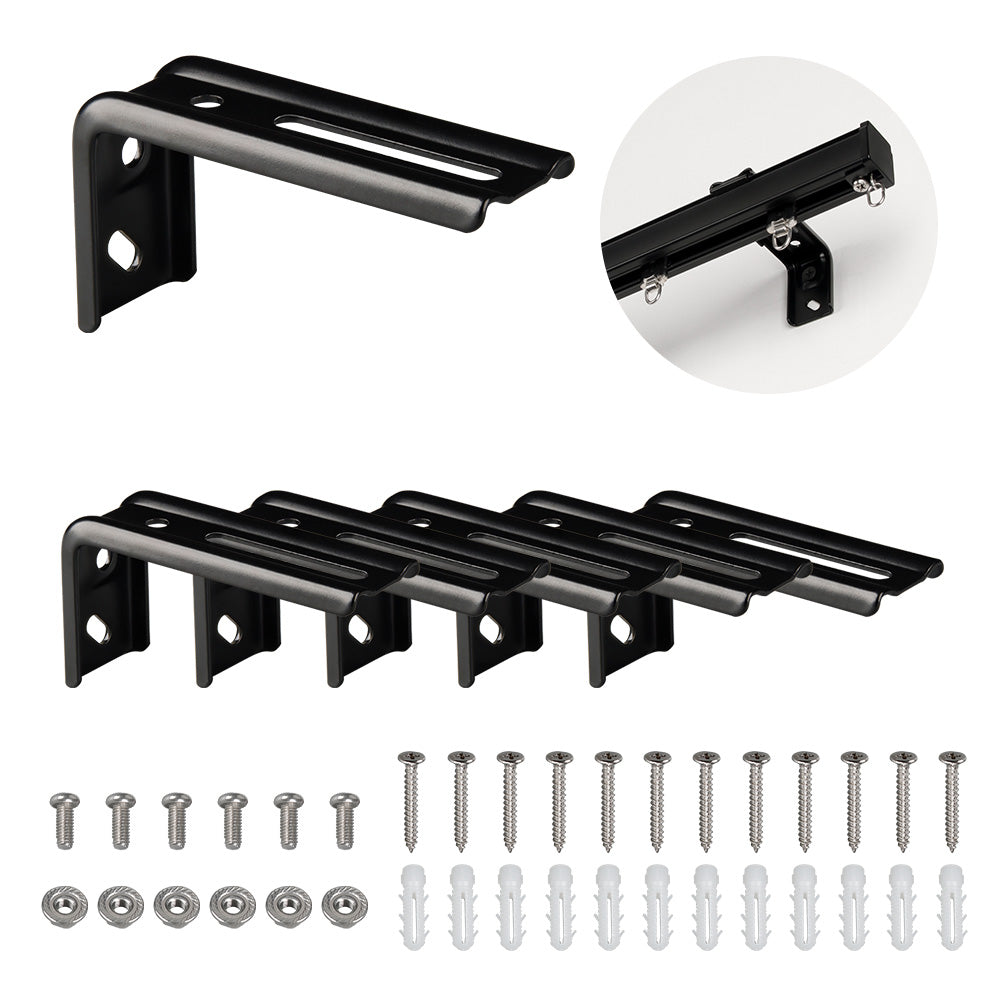 6-Pack Multipurpose Wall Mounted Curtain Bracket Thickened Metal and Super Strong Load-Bearing Capacity (Black)