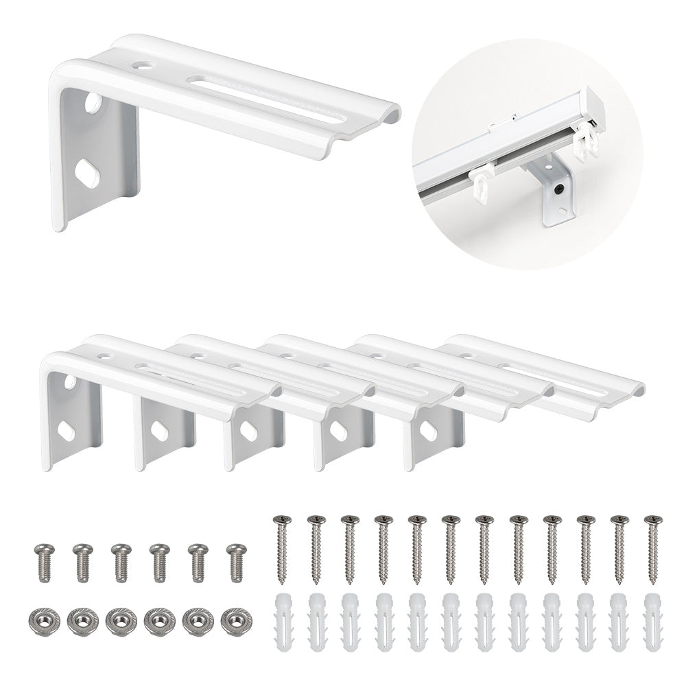 6-Pack Multipurpose Wall Mounted Curtain Bracket Thickened Metal and Super Strong Load-Bearing Capacity(White)