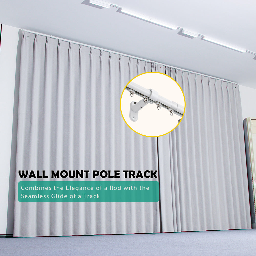 SOLOKOS Telescoping Curtain Rod – Adjustable Curtain Pole Track for Wall Mount, Heavy-Duty Aluminum, Extendable Length, No-Drill Installation(WHITE)