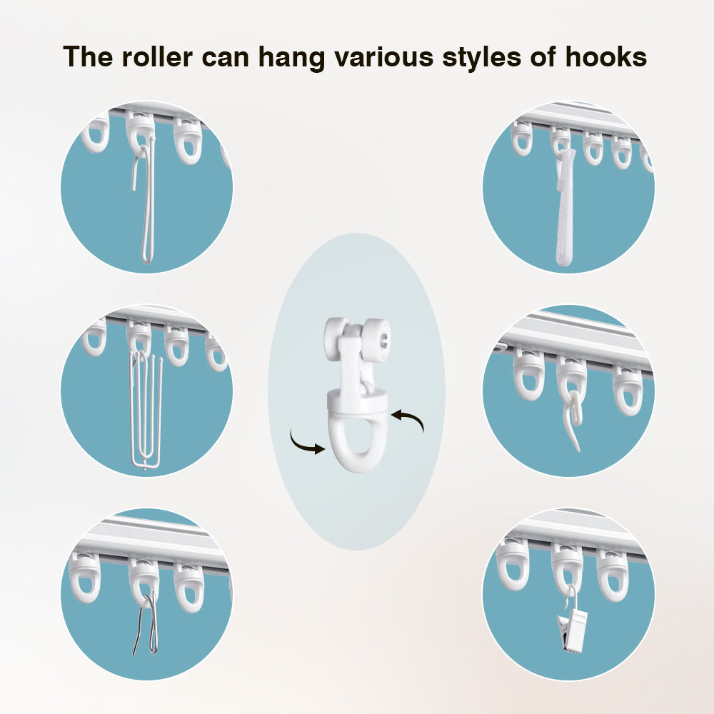 SOLOKOS Telescopic Ceiling Mount Curtain Track System 33 to 59/51 to 94 inch Adjustable Room Divider Track Set (33-59")/(51-94") White