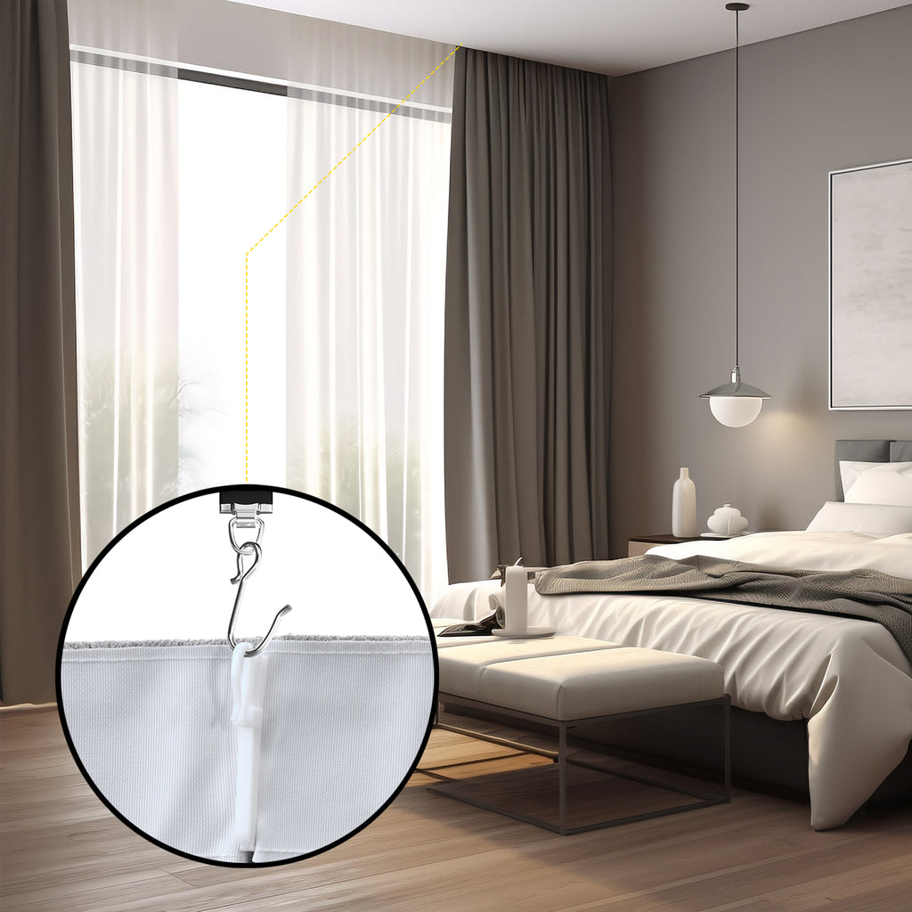 Room divider Ceiling Track set for Curtains with hooks, Corner Connectors(Set of 2) and top brackets Curtain Rail System（BLACK)