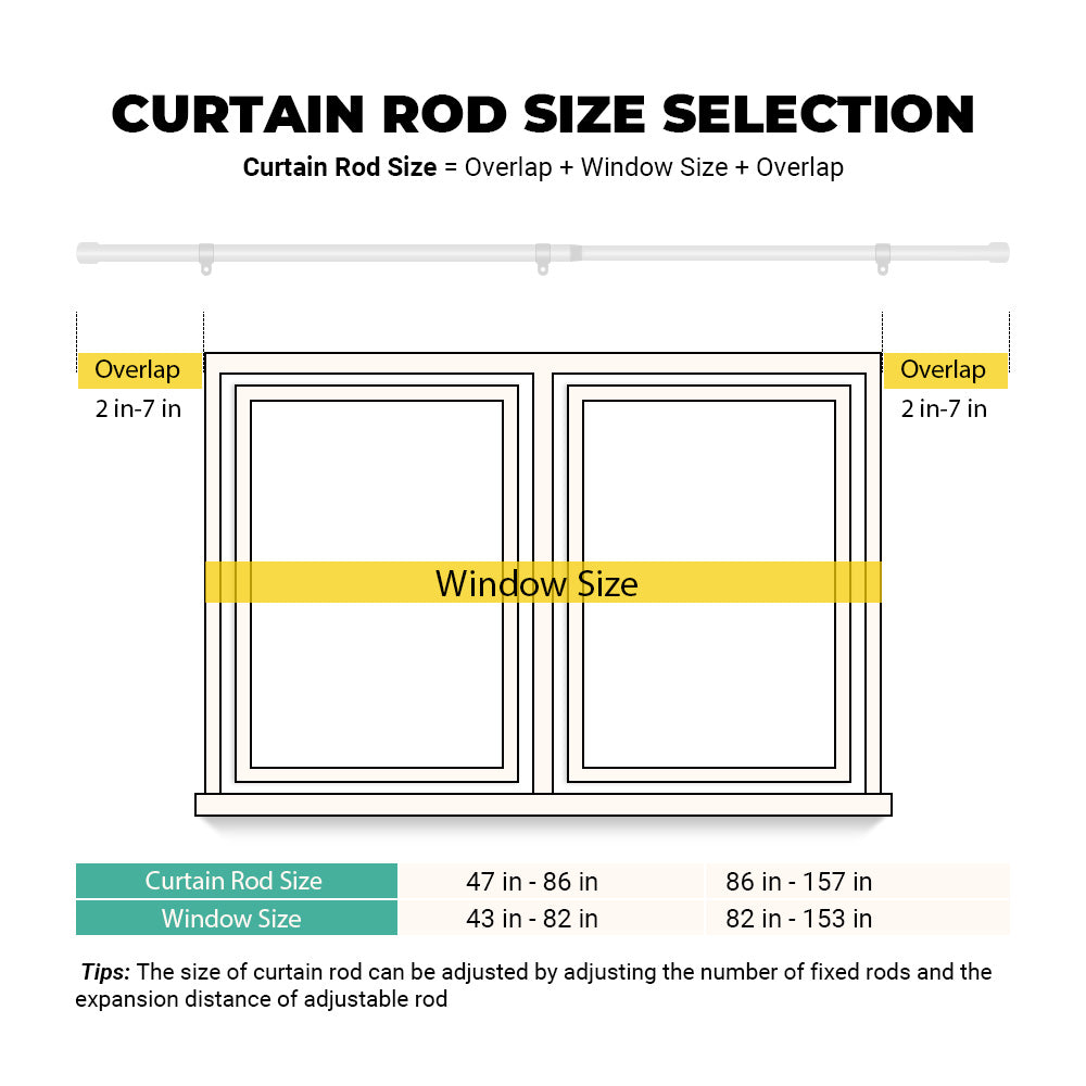 SOLOKOS Telescoping Curtain Rod – Adjustable Curtain Pole Track for Wall Mount, Heavy-Duty Aluminum, Extendable Length, No-Drill Installation(WHITE)