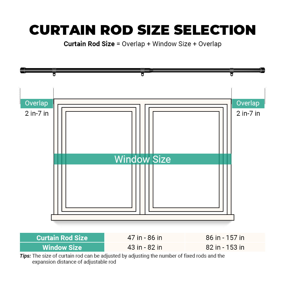 SOLOKOS Telescoping Curtain Rod – Adjustable Curtain Pole Track for Wall Mount, Heavy-Duty Aluminum, Extendable Length, No-Drill Installation (BLACK)